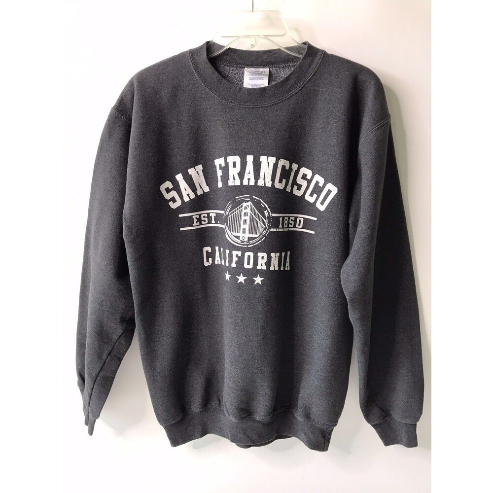 Port & Co. Sweatshirt LS Men's Size S Grey San Francisco California Golden Gate